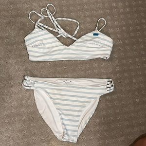 Blue and white striped bathing suit from Roxy